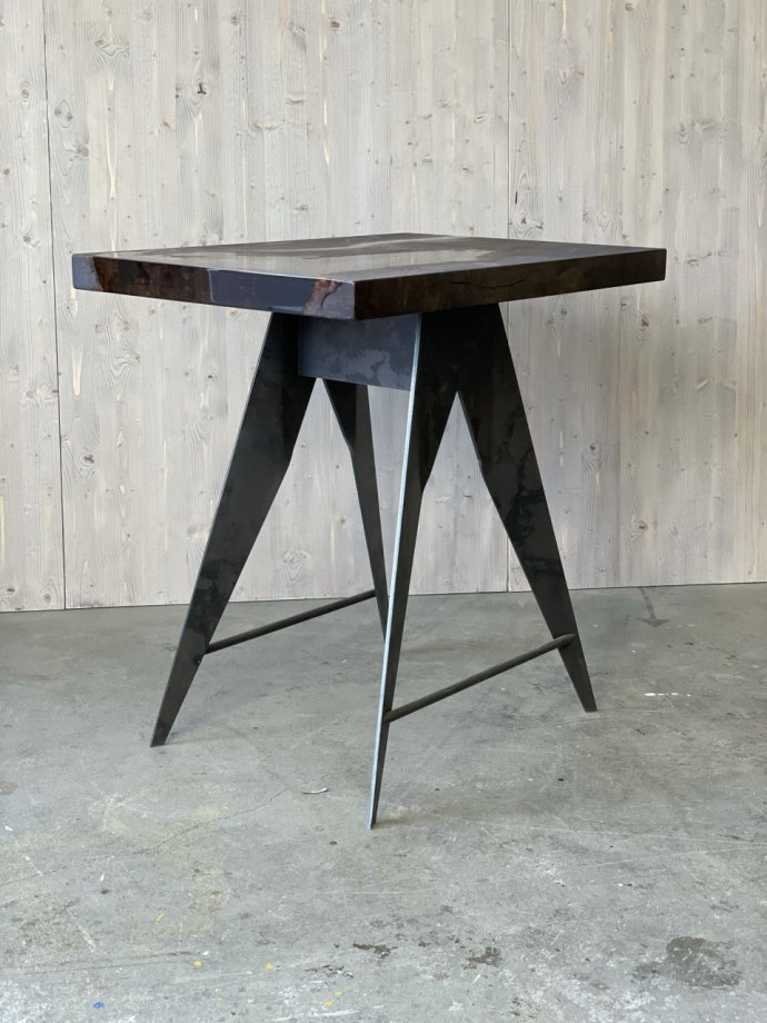 Solid oak and epoxy resin high table