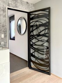 Steel and glass partition door