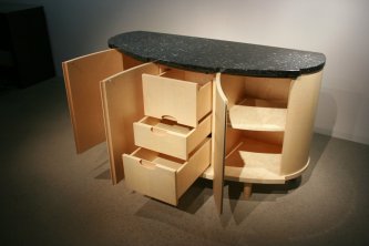 Bird's eye maple credenza and granite top