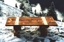 Coffee table made from a mountain barn door