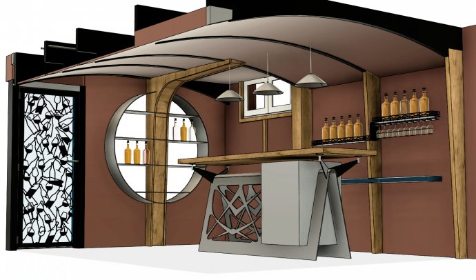 Projet fusion 360 table, bar à vin, en fabrication